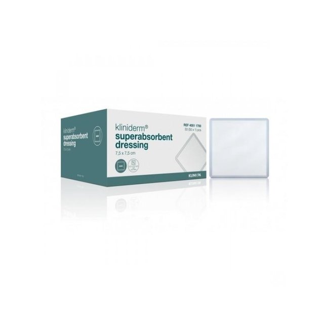 Kliniderm Superabsorbent dressing sterile 7.5x7.5cm