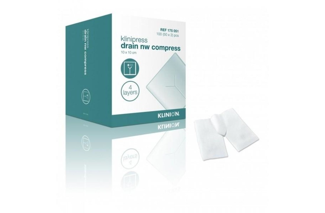 Klinion drainkompres splitkompres NW steriel 4-laags 10x10cm