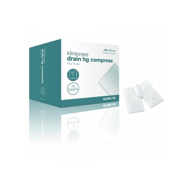 Klinion drain compress split compress HG sterile 16-layer 10x10cm 25x2 pieces