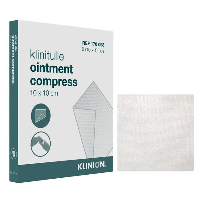 Klinion paraffine gaasjes 10x10cm (10 stuks)