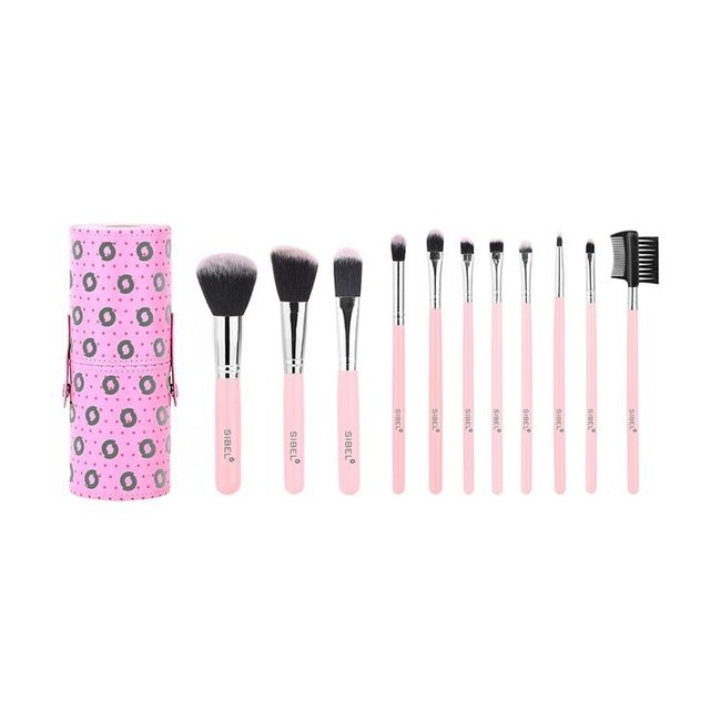 Pink flamingo set of cosmetic brushes 11pcs sibel