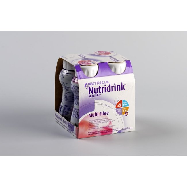 Nutricia nutridrink multi fibre dieetvoeding 200ml aardbei 65402