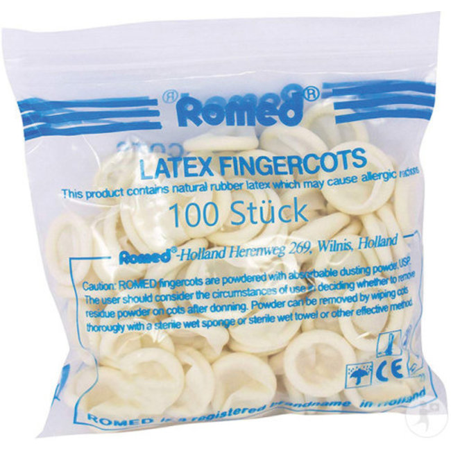 Romed latex finger cots x-large