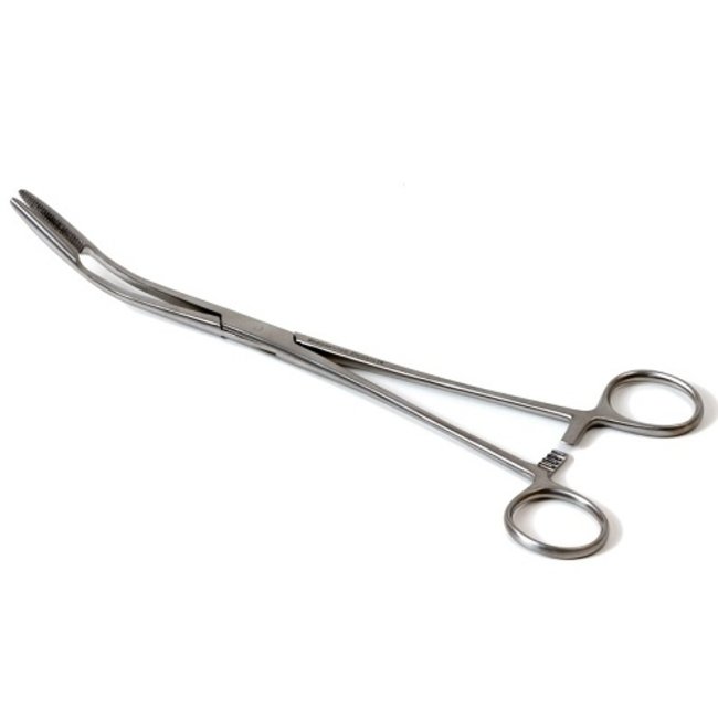 Maier corn tongs with cremaillere (lock) 25cm curved stainless steel