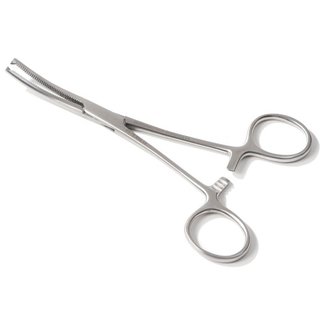 Medipharchem Kocher artery forceps 1x2 teeth 16cm. curved stainless steel.