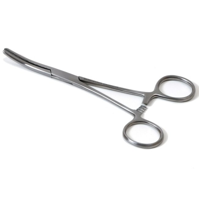 Pean arterieklem 14cm. gebogen rvs.