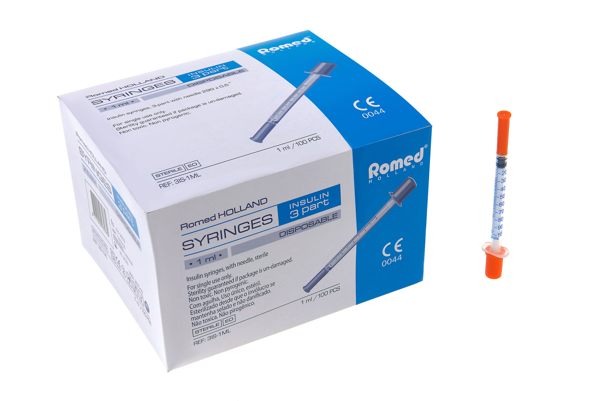 Romed Romed 3-teilige Insulinspritze mit Kanüle 100 Stück