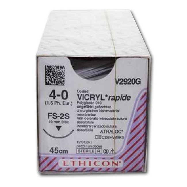 Vicryl Rapide hechtdraad 4-0 (FS-2S) V2920G 12 stuks