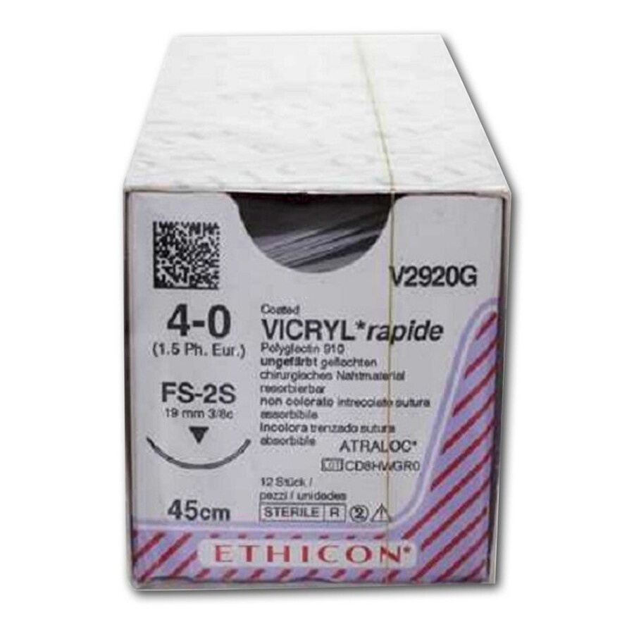Ethicon Vicryl Rapide Suture 4-0 (FS-2S) V2920G 12 pcs, foto 2 van 2