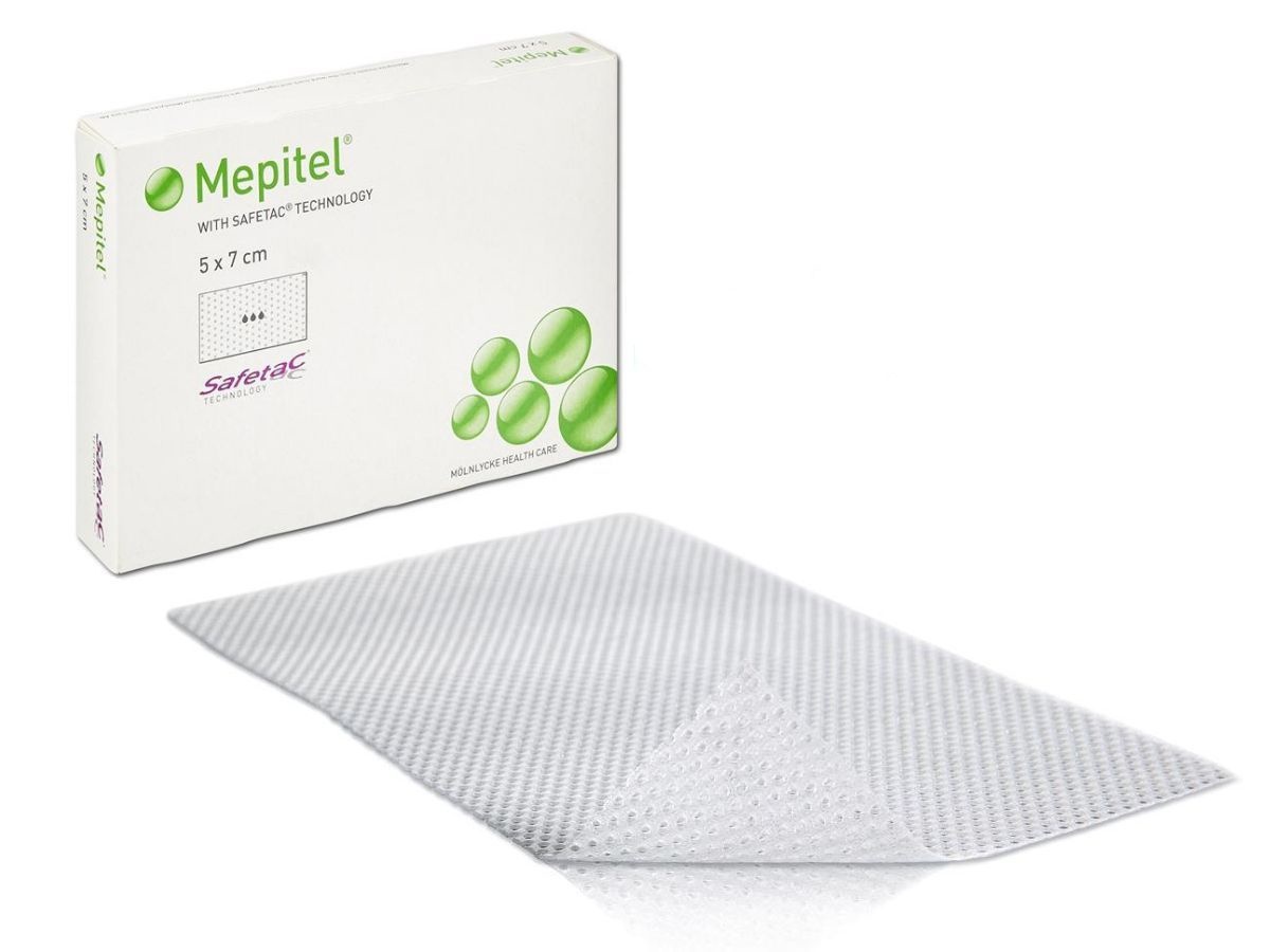 Molnlycke Mepitel silicone wound contact layer 5x7cm, foto 2 van 2
