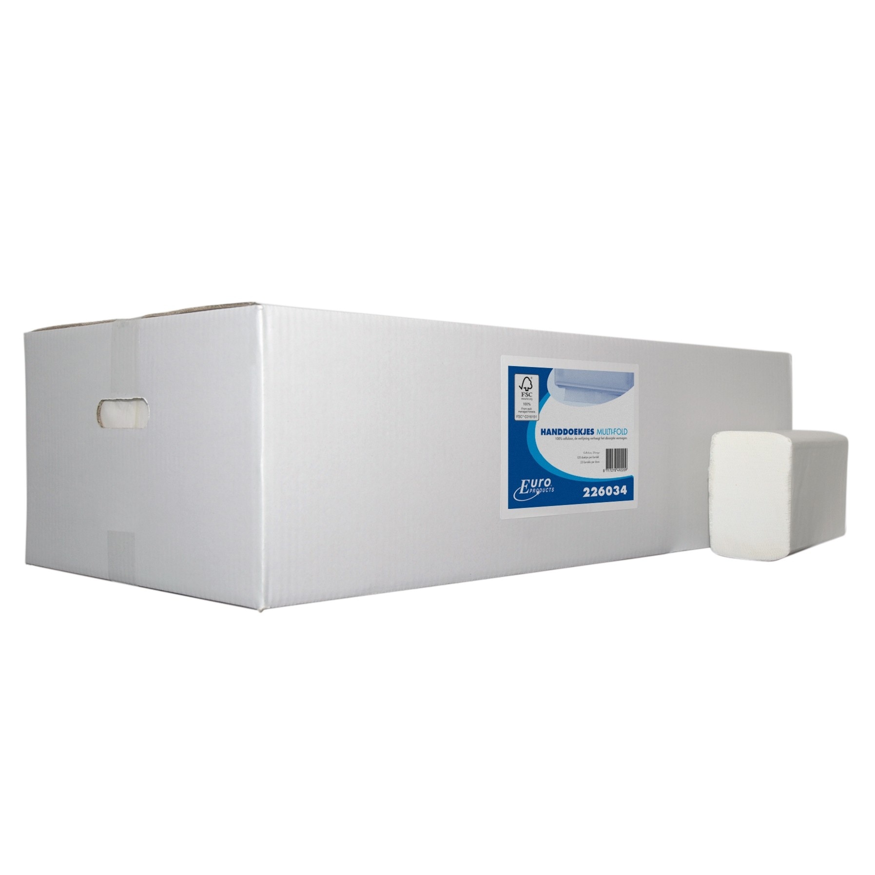 Ecowipe EcoWipe handdoek multifold wit 2 laags 32 x 20,6cm - 25x120 stuks, foto 2 van 3
