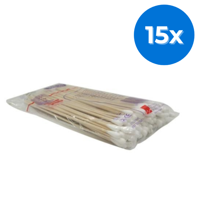 Cotton swab wood 15 cm small plug - 15 pieces