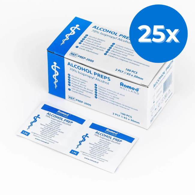 Alcool doekjes désinfectant 2500 pièces (emballé en stérile)