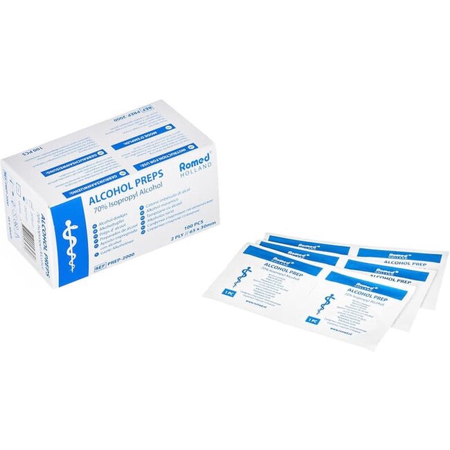 Lingettes alcoolisées désinfectantes 100 pièces (emballage stérile)