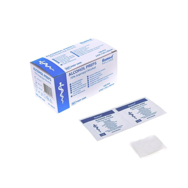 Lingettes alcoolisées désinfectantes 100 pièces (emballage stérile)