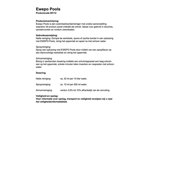 Ewepo pools Sanitary and swimming pool cleaner 1 liter