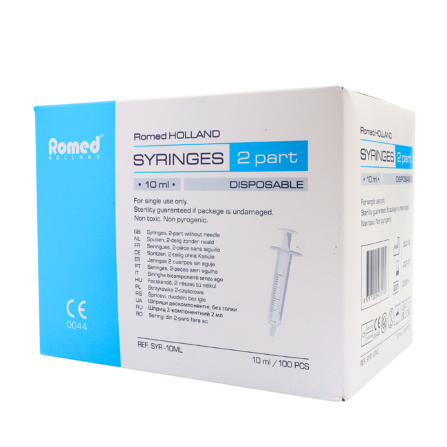 Romed 2-piece syringes 10ml luer slip 100 pcs