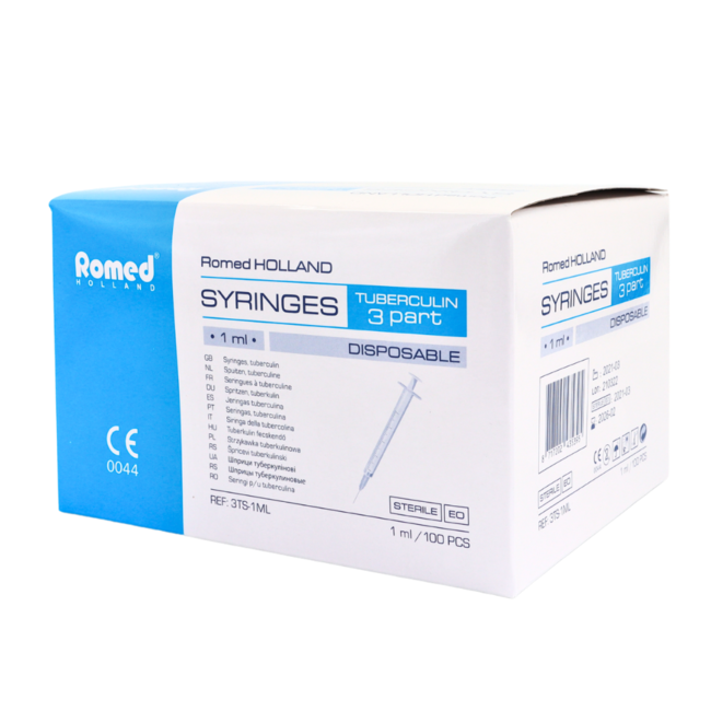 Romed 3 piece tuberculin syringe with needle 29G x 0.5