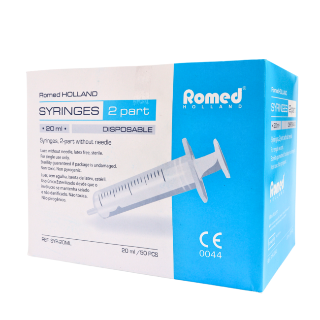 Romed 2-piece syringes 20ml luer slip 50 pcs