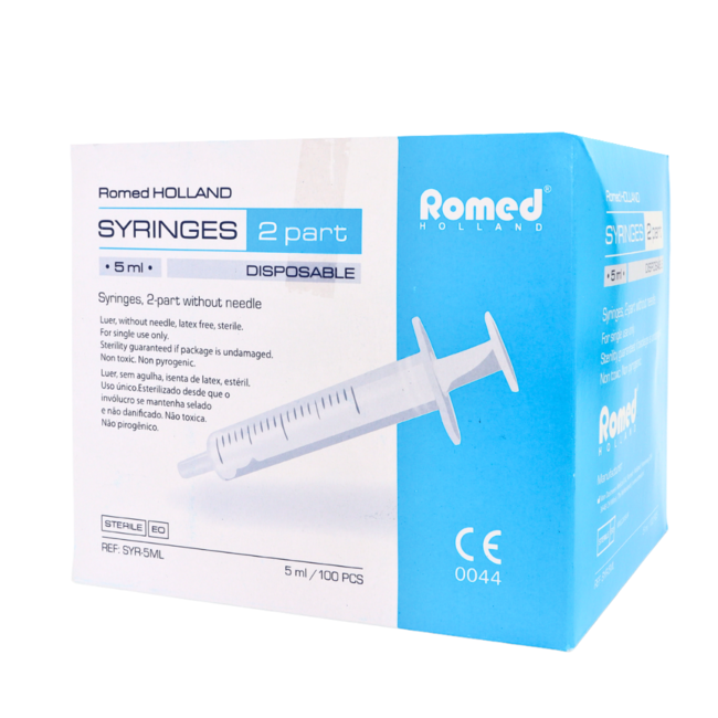 Romed 2-delige injectiespuiten 5ml luer slip 100 stuks