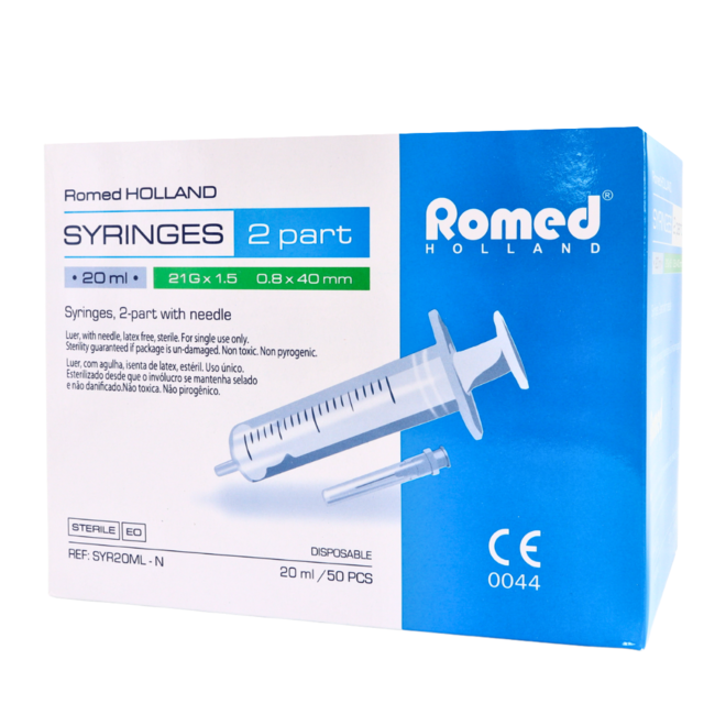 Romed 20ml syringes with needle 50 pcs