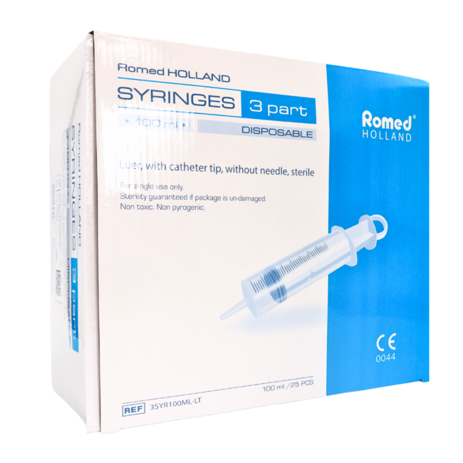 Romed 3-piece syringes 100ml 25 pcs