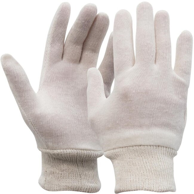 Interlock gloves men's size 100% cotton with cuff 325 grams (12 pairs)