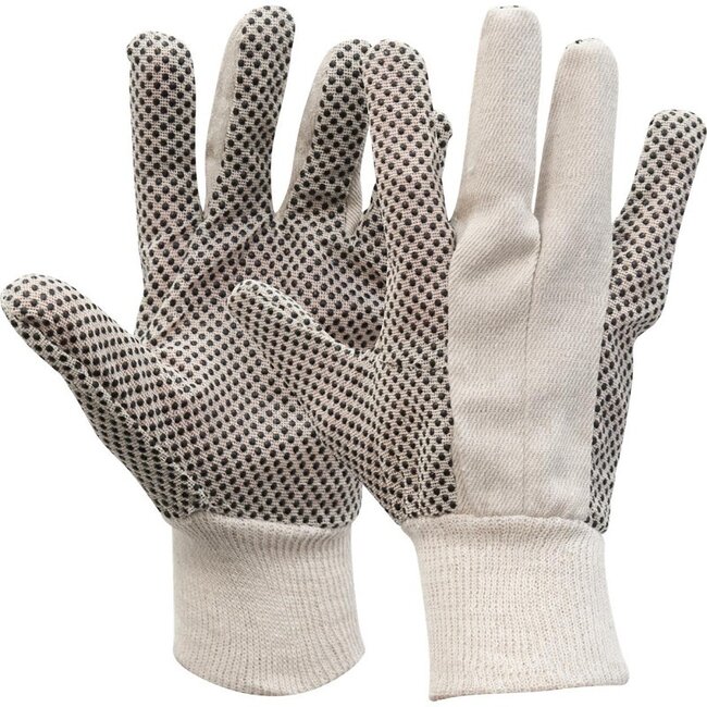 OXXA Knitter 14-550 Cotton gloves with black PVC dots Polkadot (12 pairs)