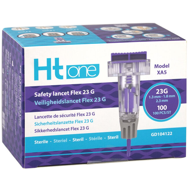 Ht One Veiligheidslancet Flex 23G (1.3/1.8/2.3mm) - 100 stuks