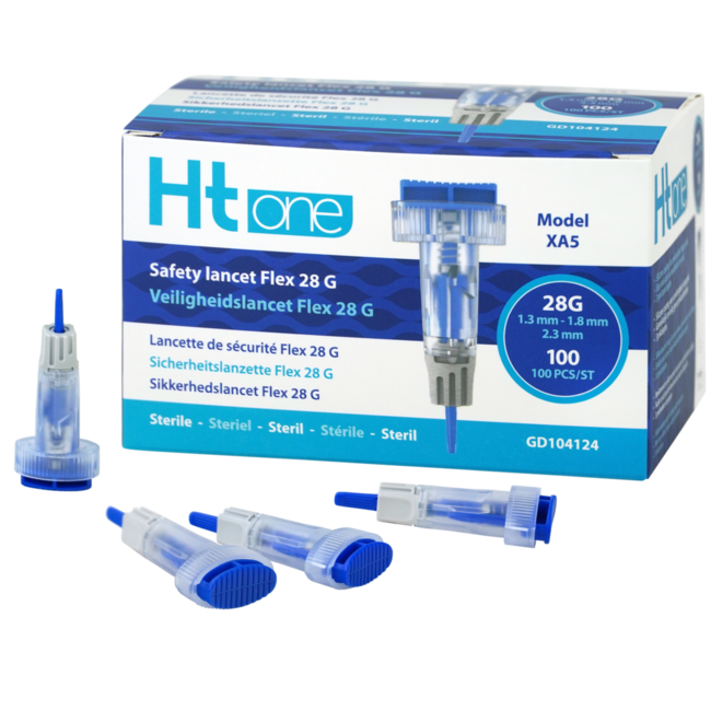Ht One Safety Lancet Flex 28G (1,3/1,8/2,3 mm) - 100 pièces