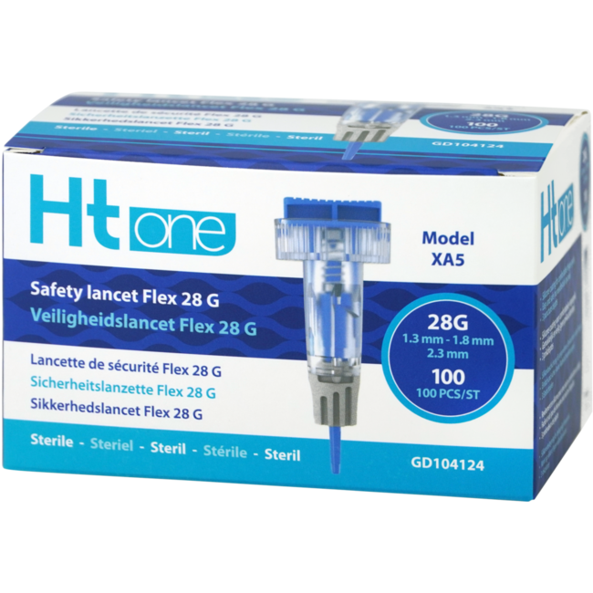 Ht One Sicherheitslanzette Flex 28G (1,3/1,8/2,3 mm) – 100 Stück