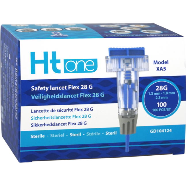 Ht One Veiligheidslancet Flex 28G (1.3/1.8/2.3mm) - 100 stuks