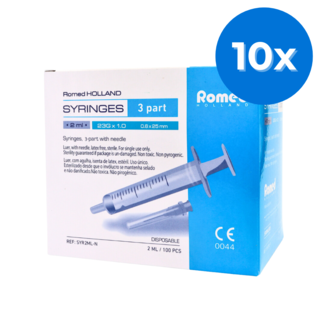 Romed Romed 2 ml injectiespuiten met naald 1000 stuks - Set van 10 doosjes