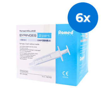 Romed Romed 2-delige injectiespuiten 5ml luer slip 600 stuks - Set van 6 doosjes