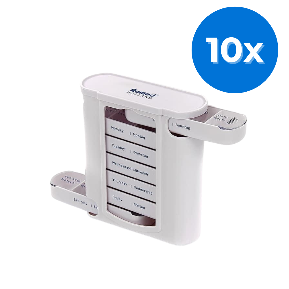 Romed Romed Medication Dispenser / Weekly Pill Organizer - Set of 10 Boxes, foto 2 van 4
