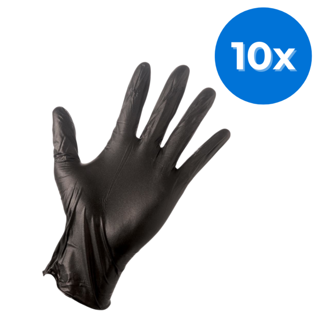 Romed 1000 stuks nitril handschoenen zwart - Set van 10 doosjes