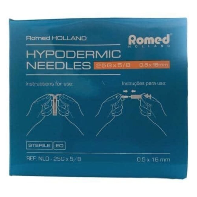 Romed 100st injectienaalden 25G x 5/8 - Set van 50 doosjes