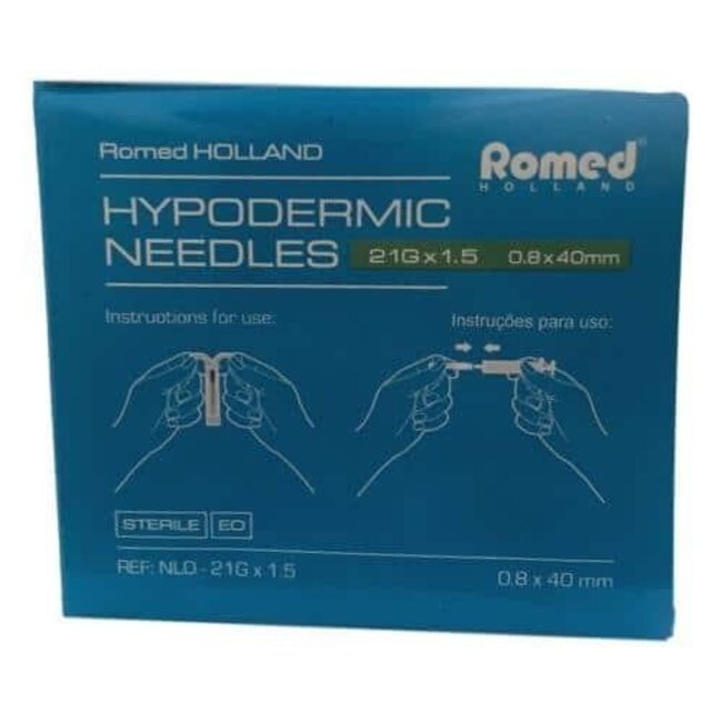 Romed 100st injectienaalden 21G x 1.5 - Set van 50 doosjes