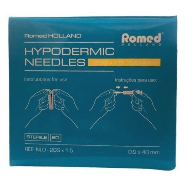 Romed 100st injectienaalden 20G x 1.5 - Set van 50 doosjes
