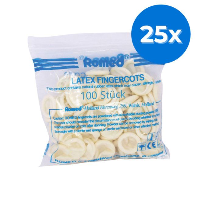 Romed latex vingercondooms small - Set van 25 doosjes