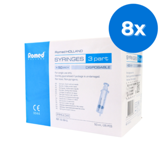 Romed Romed 3-delige injectiespuiten 50ml luer lock 200 stuks - Set van 8 doosjes