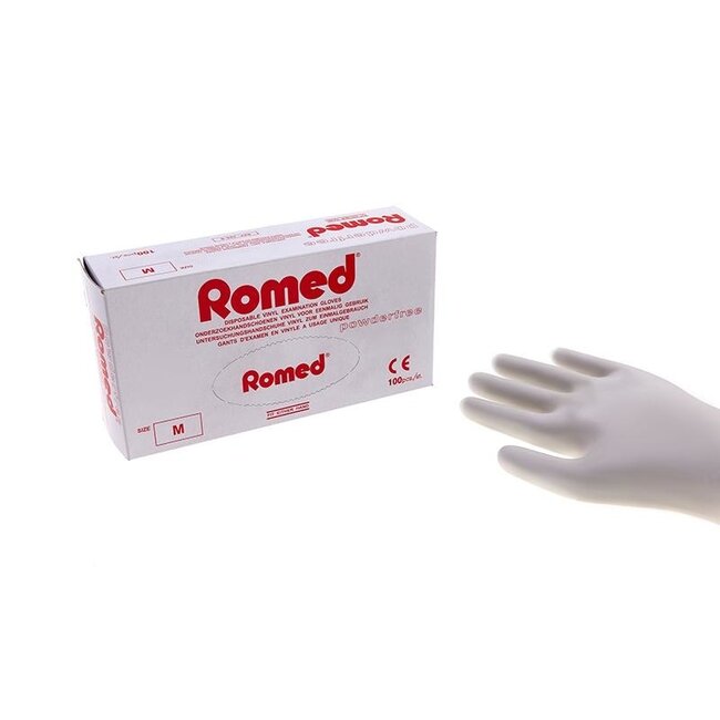 Romed vinyl handschoenen poedervrij 1000 stuks - Set van 10 doosjes