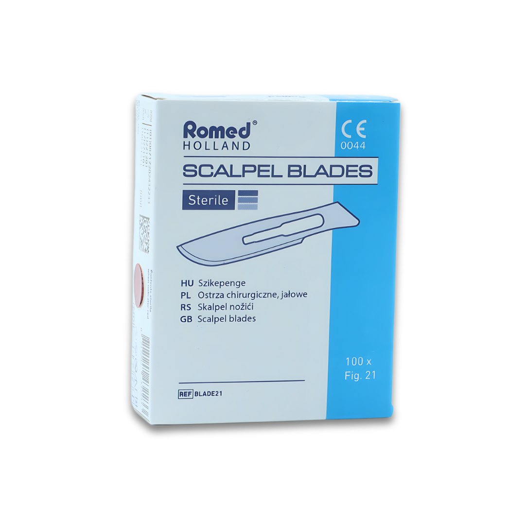 Romed Romed scalpelmesjes nr. 21 steriel - Set van 5 doosjes, foto 3 van 3