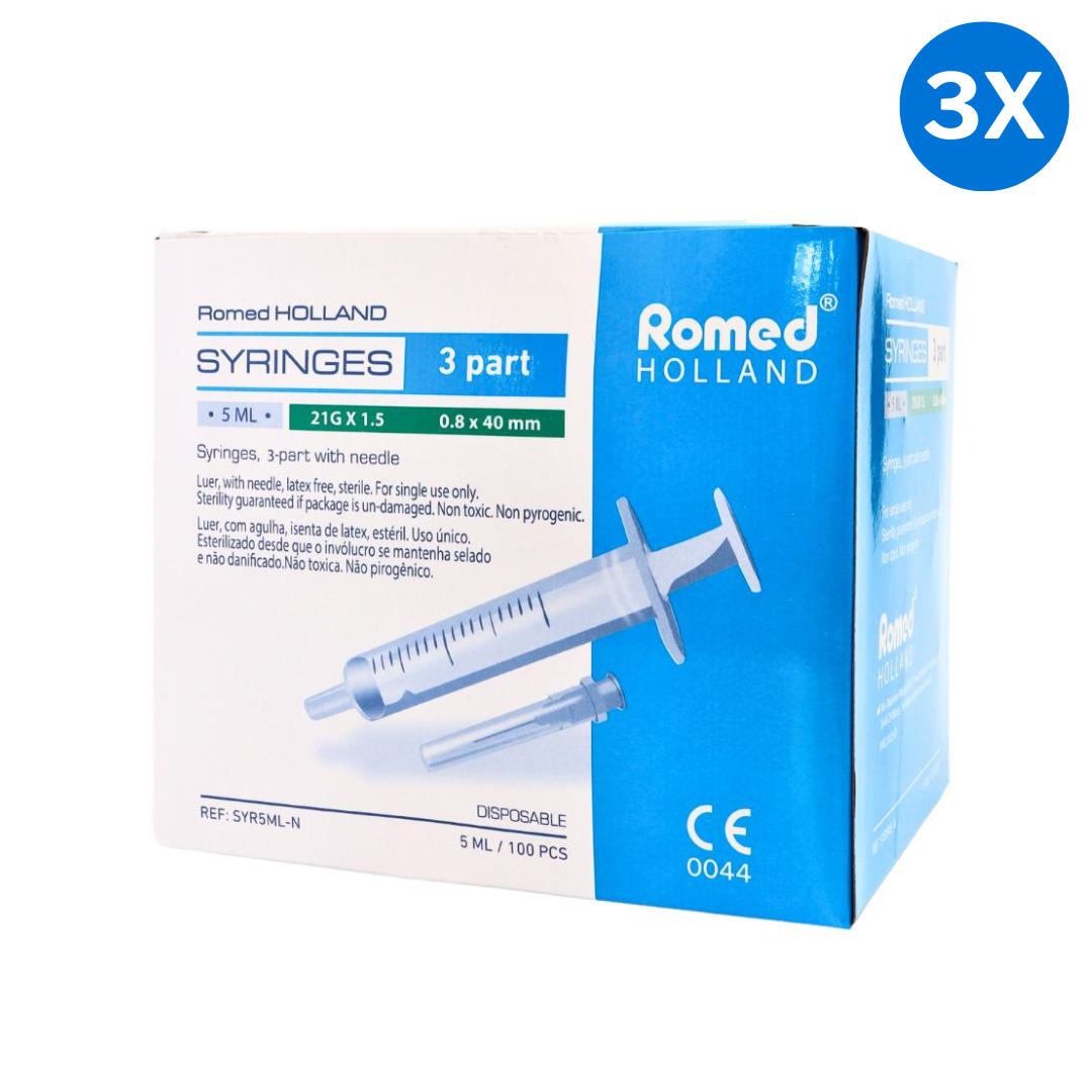 Romed 3x Romed 5ml syringes with needle 100 pcs, foto 2 van 3