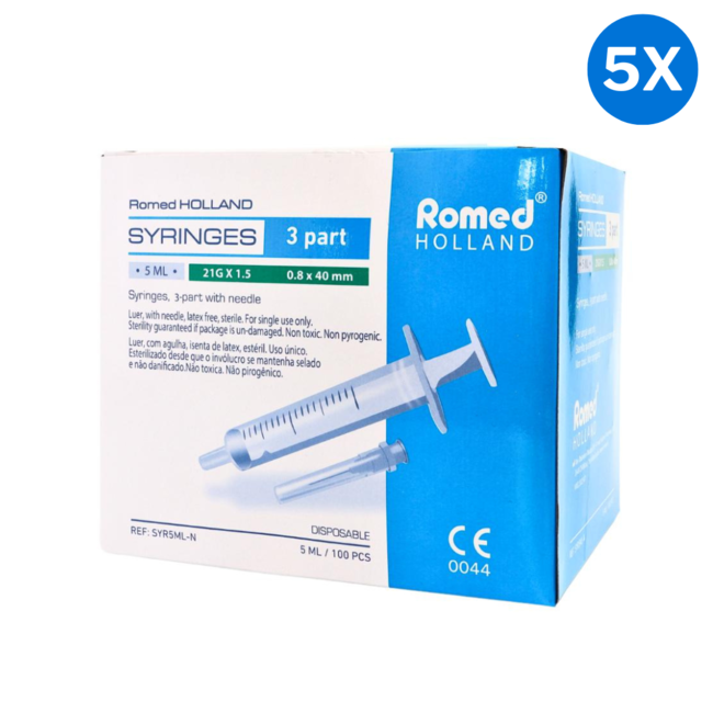 5x Romed 5ml syringes with needle 100 pcs