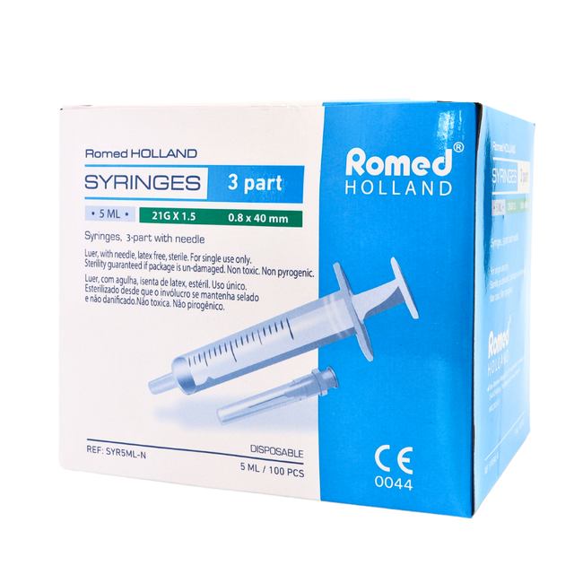3x Romed 5ml injectiespuiten met naald 100 stuks