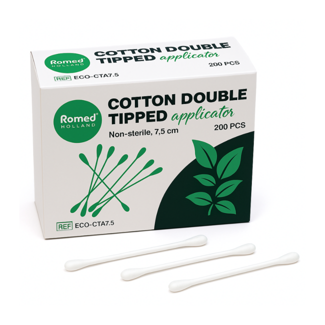 Romed wattenstaafjes met dubbele punt - niet steriel - 7,5 cm - ECO (CTA7.5)