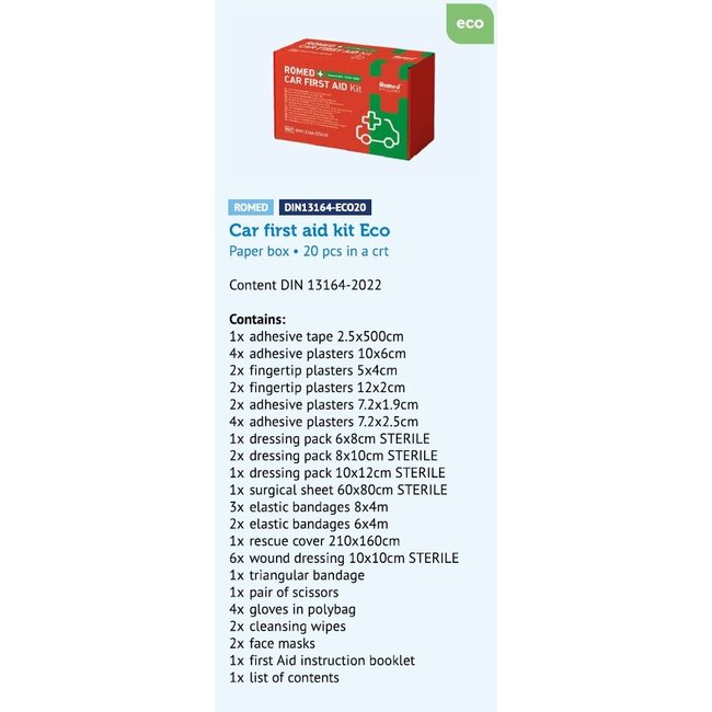 Romed Car First Aid Kit DIN 13164 – Paper Box