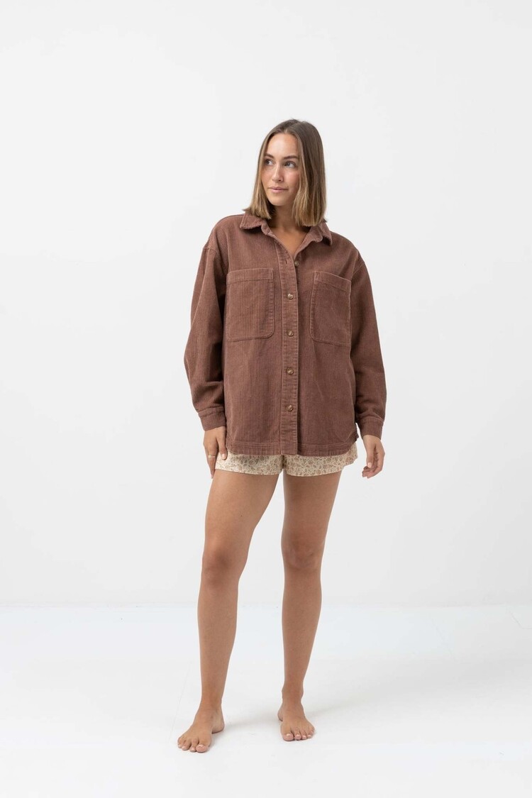 Rhythm Corduroy Oversized Shacket Chocolate