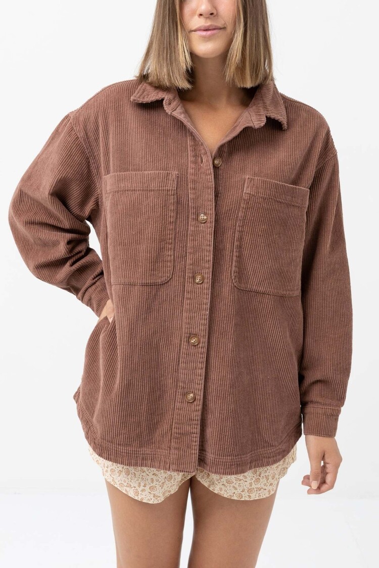 Rhythm Corduroy Oversized Shacket Chocolate